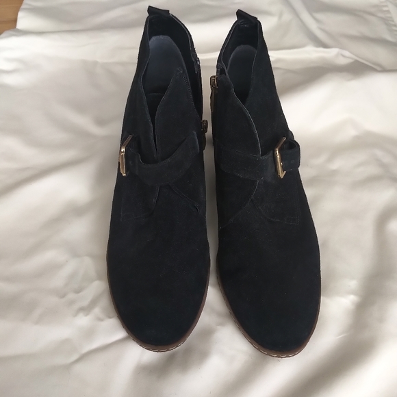 Leather Suede Black Wedge Boots (US 8.5) - Picture 4 of 4